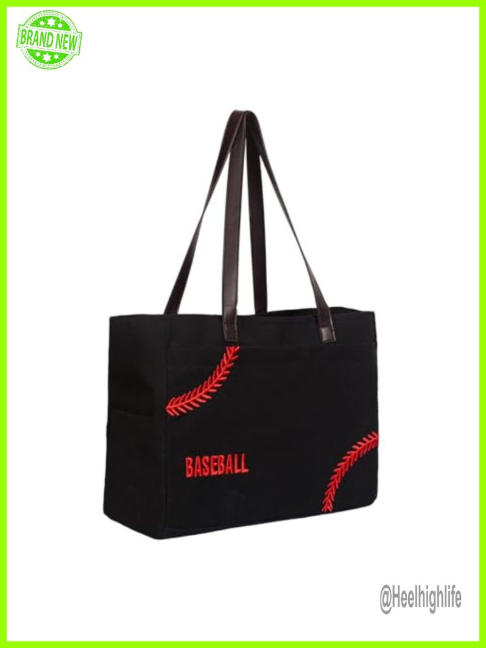 XL Baseball Mom Tote Bag Canvas Utility Purse with Pockets